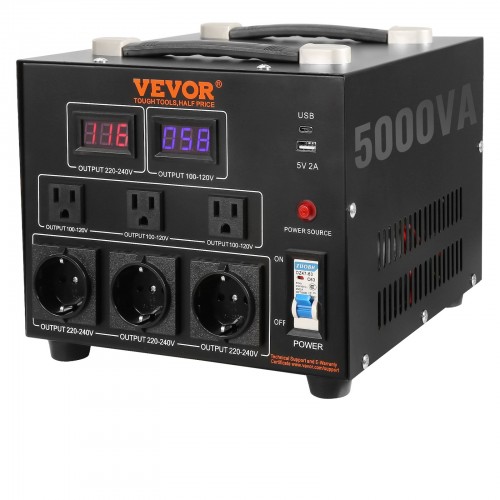 Įtampos keitiklio transformatorius, 5000W, konvertuojamas iš 110 voltų į 220 voltų ir nuo 220 voltų į 110 voltų