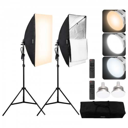 Fotografavimo apšvietimo koplektas 45 W 3000–6500 K LED, fotografuoti, reklamai.