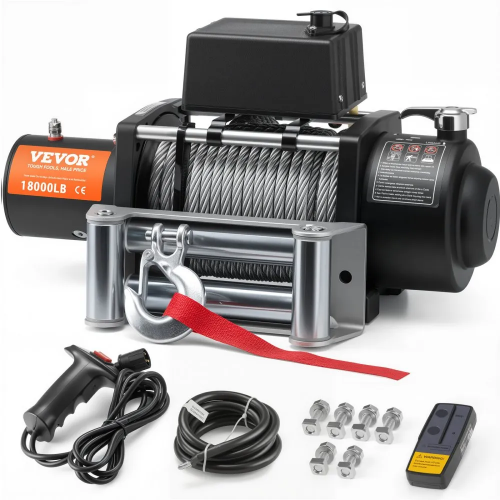 VEVOR Elektrinė gervė 18 000 lb (8 165 kg) – plieninis lynas, atspari vandeniui, su nuotoliniu valdymu
