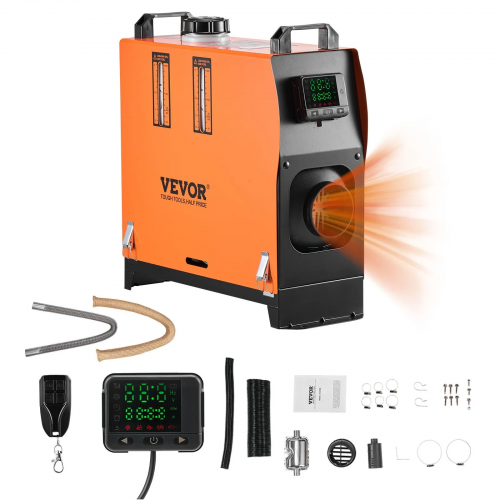VEVOR dyzelinis oro šildytuvas, 12–24 V, 8 kW, greito šildymo dyzelinis stovėjimo šildytuvas su nuotolinio valdymo pultu ir spalvotu skaitmeniniu ekranu