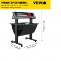VEVOR vinilo pjaustytuvas, 720 mm vinilo ploteris, ploteris su LED ekranu, pusiau automatinė integruota optinė akis tiksliam nukreipimui