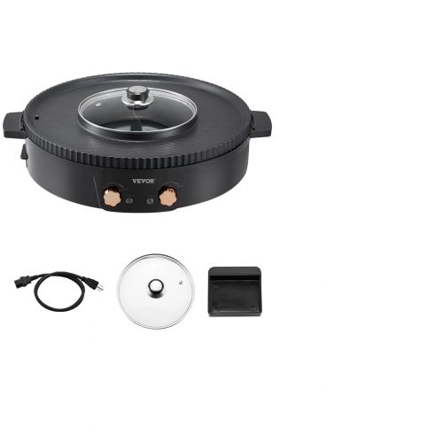 VEVOR „Hot Pot“ su griliu, 1800 W, 2-in-1 elektrinis bedūmis grilis