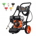 Benzininis plovimo įrenginys, 3950 PSI, 10 l/min., 2,6 GPM, su 5 antgalių rinkiniu Benzininis plovimo įrenginys, 3950 PSI, 10 l/min., 2,6 GPM, su 5 antgalių rinkiniu