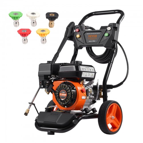 Benzininis plovimo įrenginys, 3950 PSI, 10 l/min., 2,6 GPM, su 5 antgalių rinkiniu
