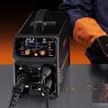 VEVOR profesionalus 250 A MIG suvirinimo aparatas su impulsiniu MIG, 5-in-1 funkcijos: MIG Pulse, MIG su dujomis ir MIG su milteline (flux) viela.