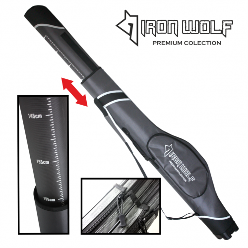 Iron Wolf pusiau kietas dėklas meškerėms.,2 skyrių+kišenė.,KEIČIAMO ILGIO iki 175cm